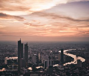 Preview wallpaper city, tower, building, skyscraper, sunset