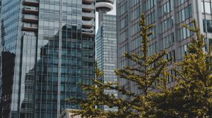 Preview wallpaper city, tower, building, trees, architecture