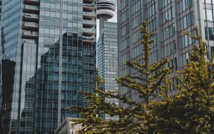 Preview wallpaper city, tower, building, trees, architecture
