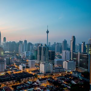 Preview wallpaper city, tower, buildings, sky