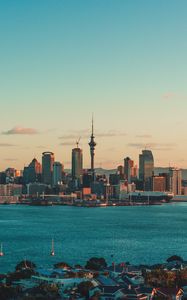 Preview wallpaper city, tower, buildings, sea, port