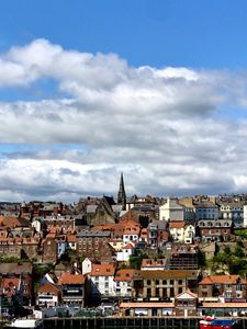 Preview wallpaper city, tower, buildings, architecture, roofs