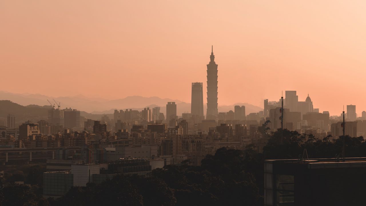 Wallpaper city, tower, buildings, cityscape, twilight