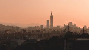 Preview wallpaper city, tower, buildings, cityscape, twilight