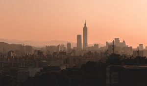 Preview wallpaper city, tower, buildings, cityscape, twilight