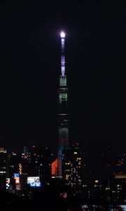 Preview wallpaper city, tower, buildings, night, dark
