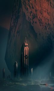 Preview wallpaper city, tower, future, gloomy