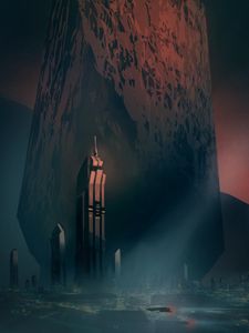 Preview wallpaper city, tower, future, gloomy