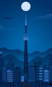 Preview wallpaper city, tower, night, art