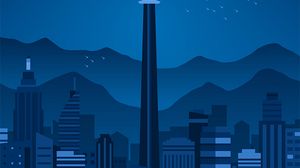 Preview wallpaper city, tower, night, art