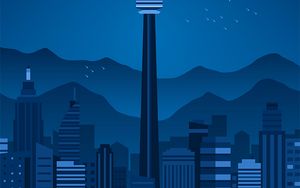Preview wallpaper city, tower, night, art
