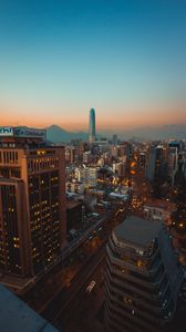 Preview wallpaper city, tower, skyscrapers, buildings, road