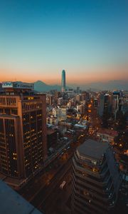 Preview wallpaper city, tower, skyscrapers, buildings, road