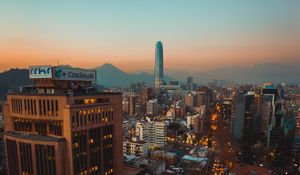 Preview wallpaper city, tower, skyscrapers, buildings, road