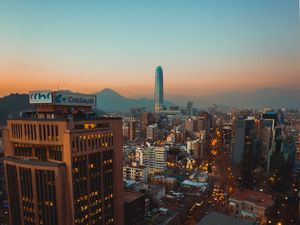 Preview wallpaper city, tower, skyscrapers, buildings, road