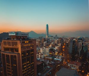 Preview wallpaper city, tower, skyscrapers, buildings, road
