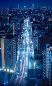 Preview wallpaper city, traffic, lights, street, night, megalopolis, tokyo