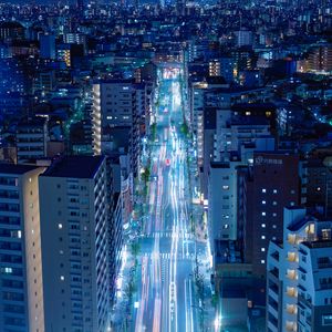 Preview wallpaper city, traffic, lights, street, night, megalopolis, tokyo