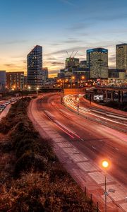 Preview wallpaper city, traffic, sky, night