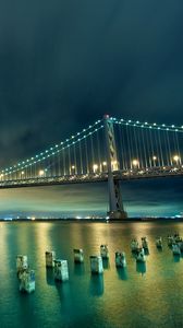 Preview wallpaper city, usa, san francisco, bridge, night, lights, hdr