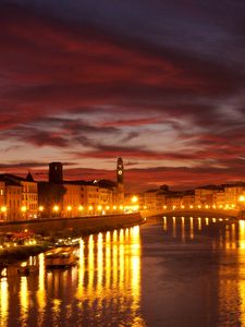 Preview wallpaper city, venice, canal, night, lights