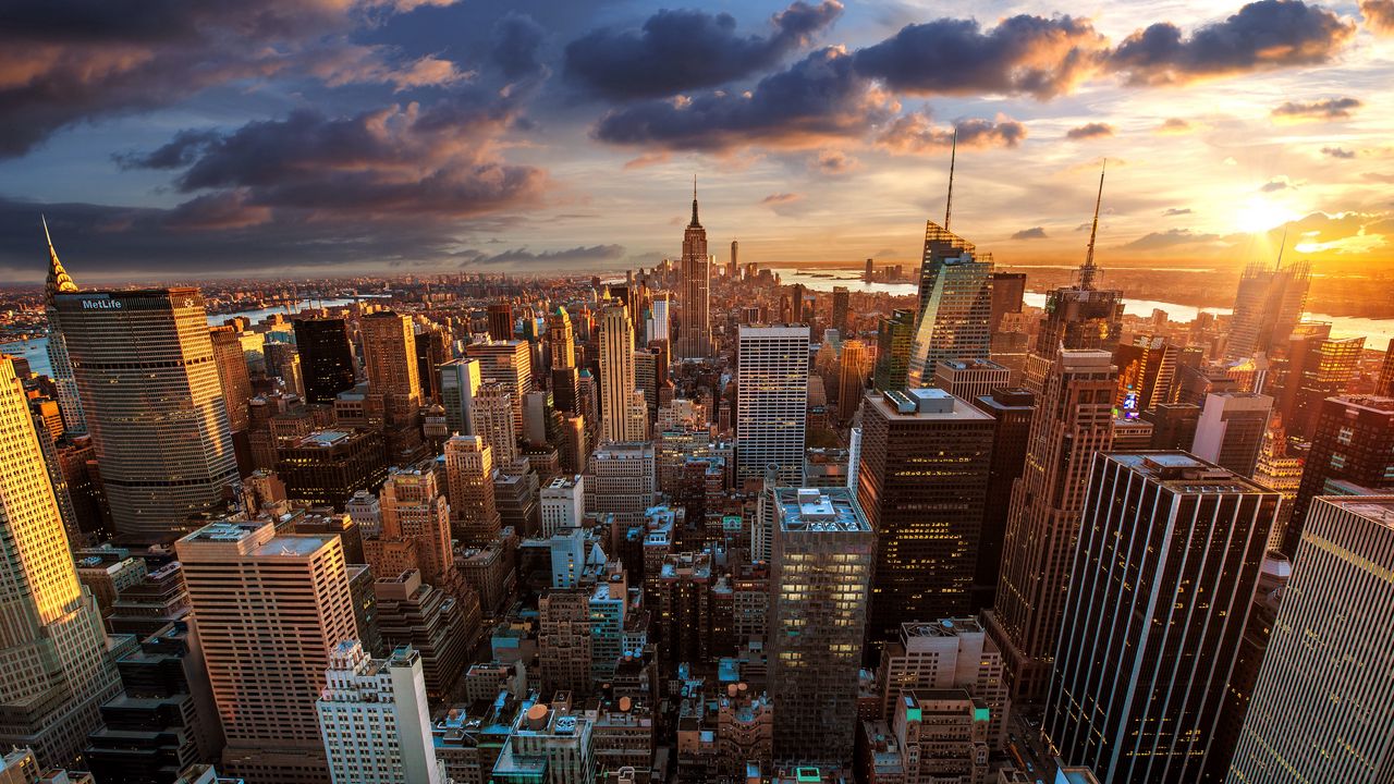 Wallpaper city, view from above, skyscrapers, metropolis, architecture, new york