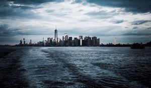 Preview wallpaper city, water, tower, horizon