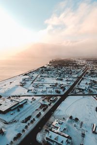 Preview wallpaper city, winter, aerial view, snow