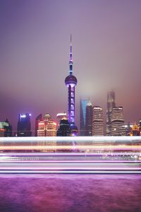 Preview wallpaper cityscape, architecture, lights, night, long exposure, metropolis, shanghai