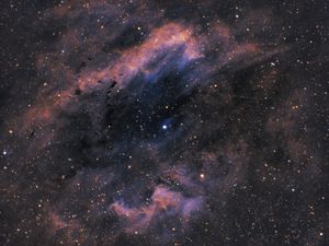 Preview wallpaper clamshell nebula, nebula, stars, shine, space