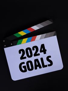 Preview wallpaper clapperboard, goals, inscription, new year, motivation, 2024, words