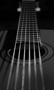 Preview wallpaper classical guitar, guitar, strings, black and white