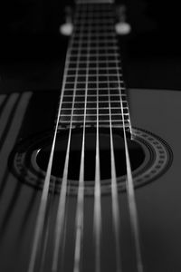 Preview wallpaper classical guitar, guitar, strings, black and white