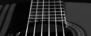 Preview wallpaper classical guitar, guitar, strings, black and white