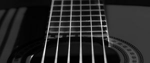 Preview wallpaper classical guitar, guitar, strings, black and white