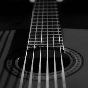 Preview wallpaper classical guitar, guitar, strings, black and white