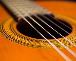 Preview wallpaper classical guitar, guitar, strings, music, macro