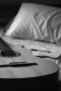 Preview wallpaper classical guitar, guitar, strings, music, black and white