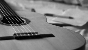 Preview wallpaper classical guitar, guitar, strings, music, black and white