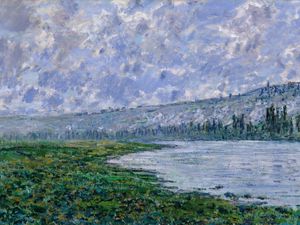 Preview wallpaper claude monet, the seine at vetheuil, oil, canvas, impressionism