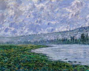 Preview wallpaper claude monet, the seine at vetheuil, oil, canvas, impressionism