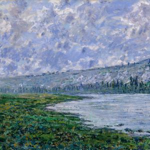 Preview wallpaper claude monet, the seine at vetheuil, oil, canvas, impressionism