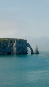 Preview wallpaper cliff, arch, sea, coast, fog, nature