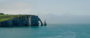 Preview wallpaper cliff, arch, sea, coast, fog, nature