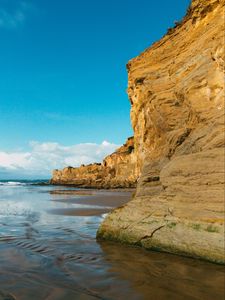 Preview wallpaper cliff, coast, sea, rocks, sky