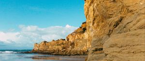 Preview wallpaper cliff, coast, sea, rocks, sky