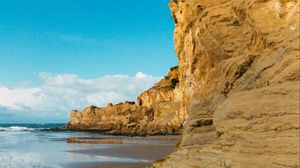 Preview wallpaper cliff, coast, sea, rocks, sky