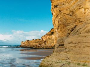 Preview wallpaper cliff, coast, sea, rocks, sky