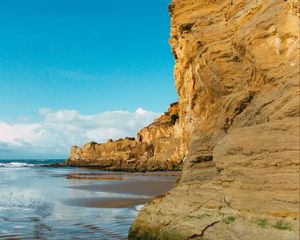 Preview wallpaper cliff, coast, sea, rocks, sky