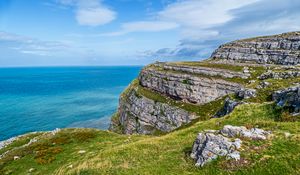 Preview wallpaper cliff, coast, sea, landscape, nature, view